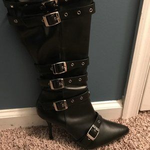 Black Boots with Buckles - Size 8